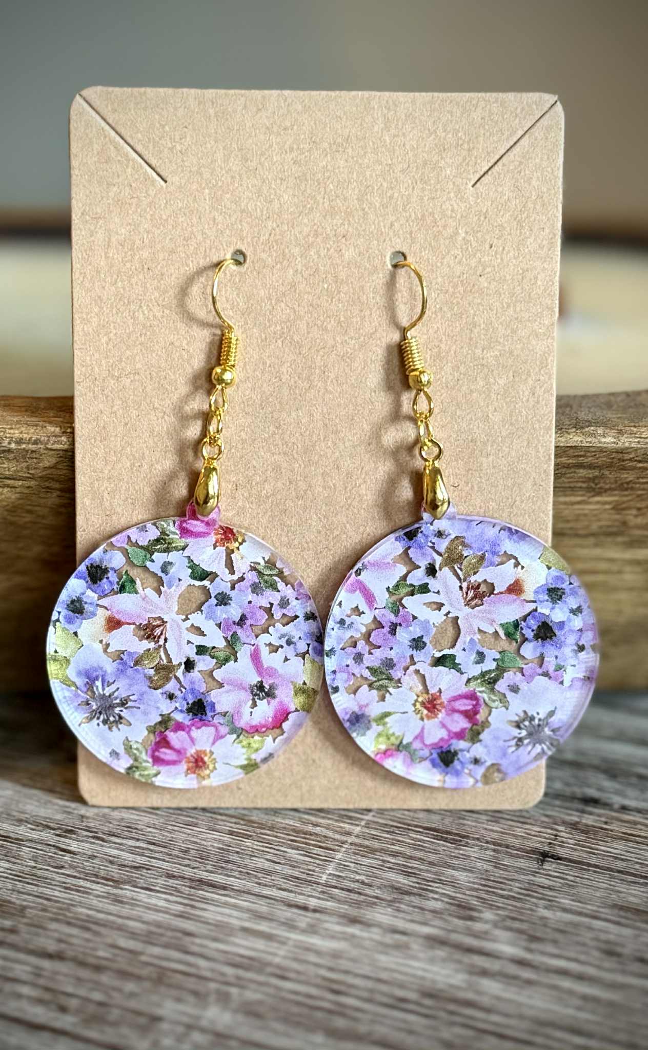Acrylic Dangle Earrings - Floral