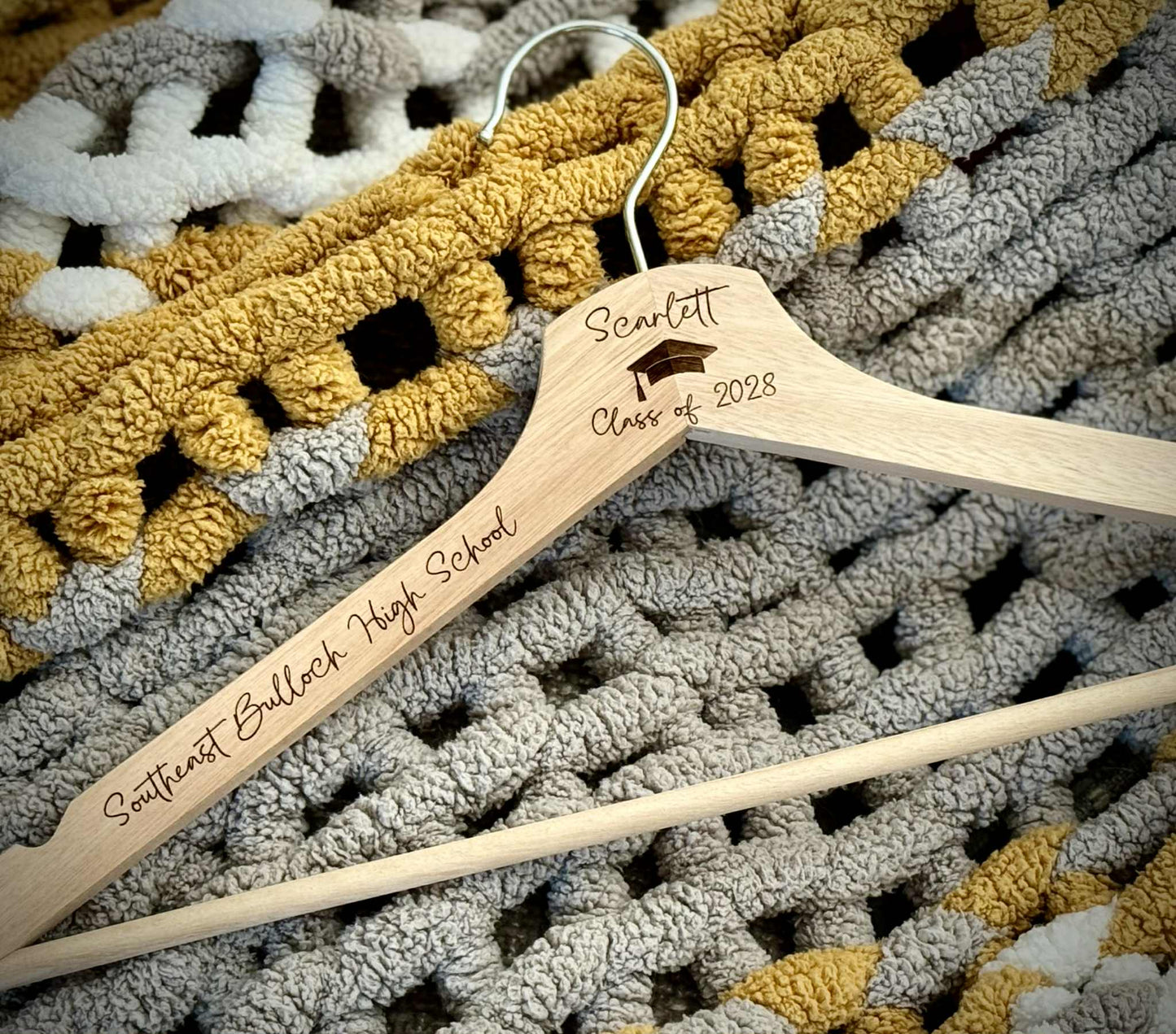 Custom Laser Engraved Wooden Hanger – Perfect for Weddings & Graduations
