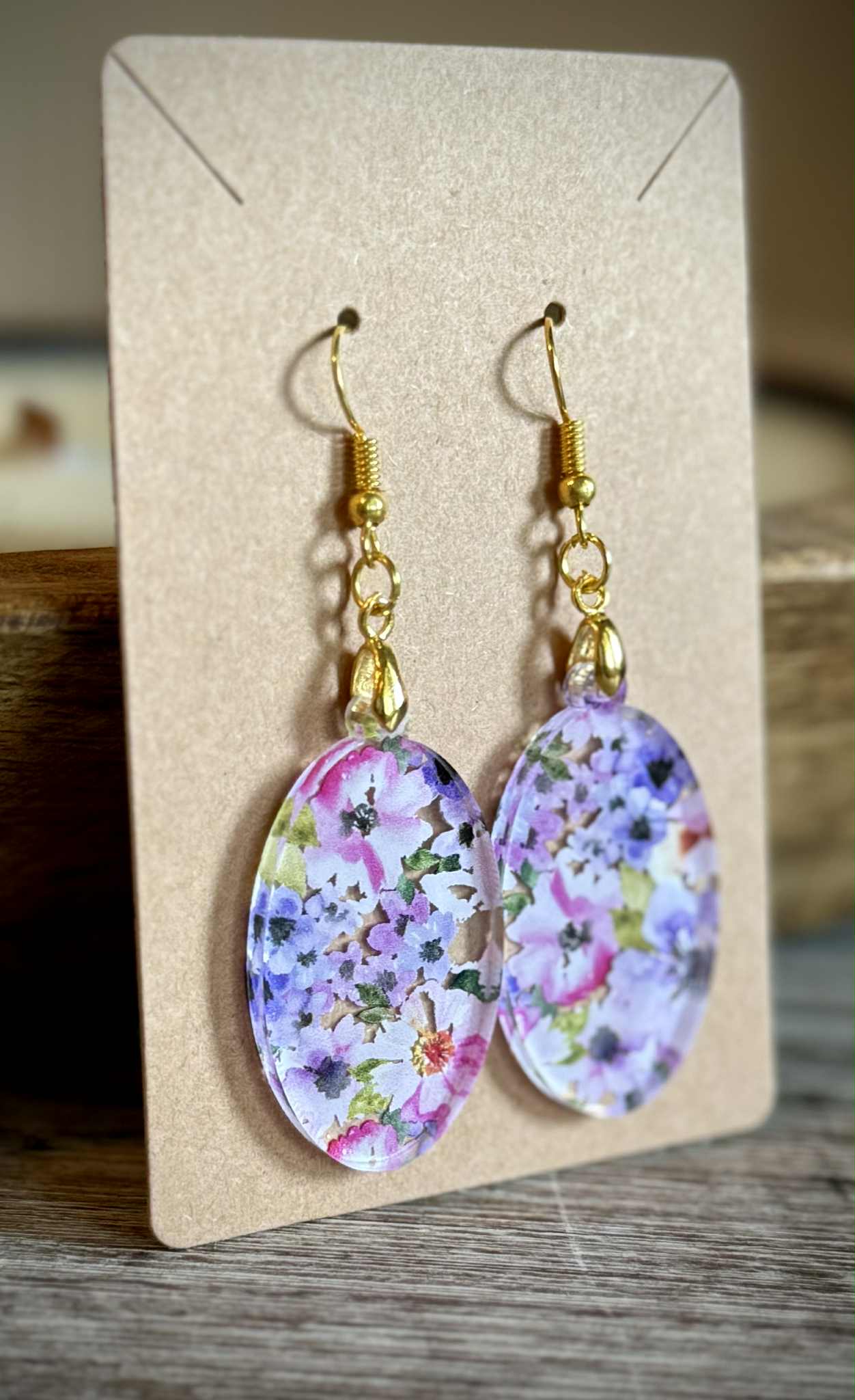 Acrylic Dangle Earrings - Floral