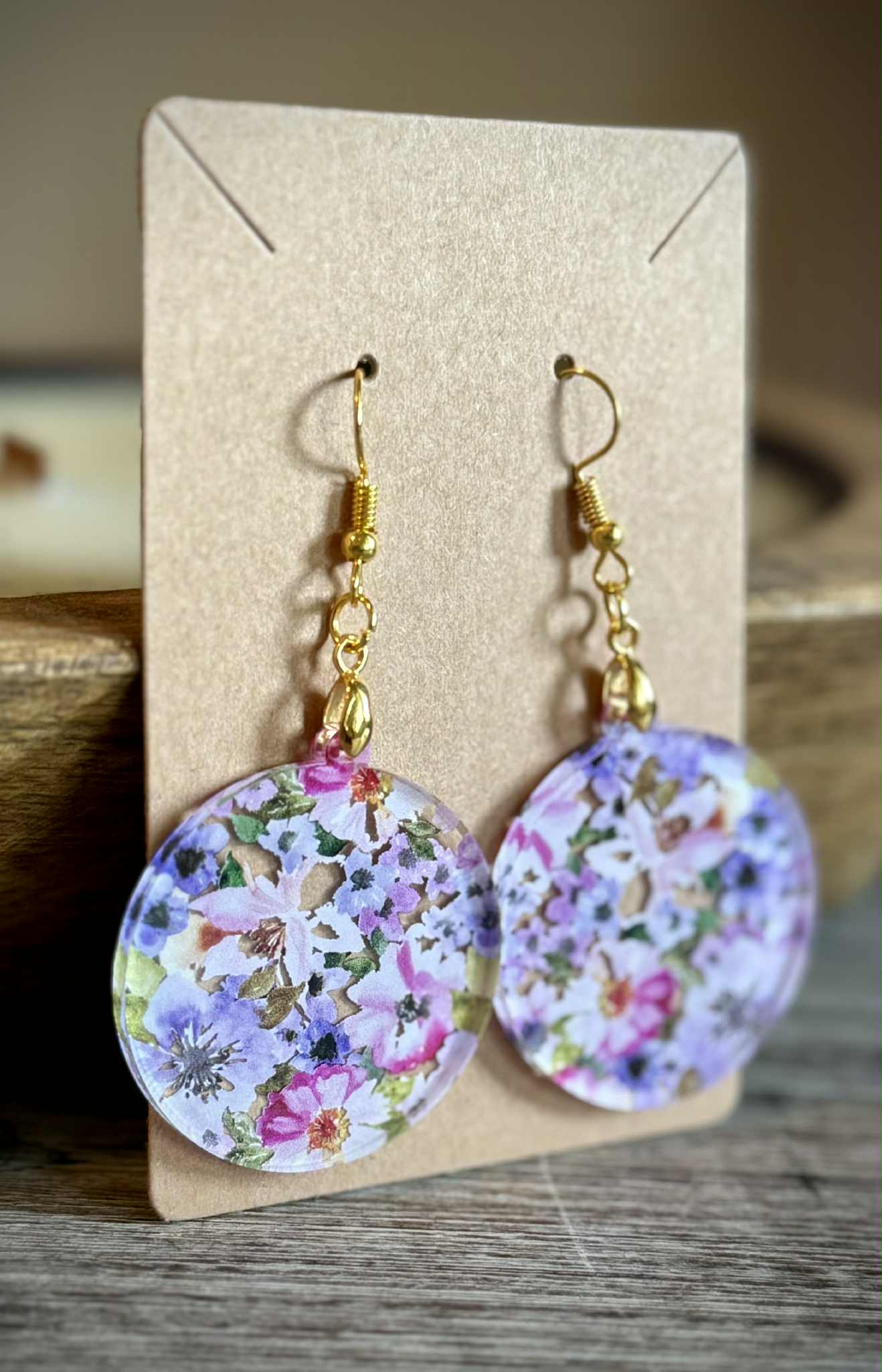 Acrylic Dangle Earrings - Floral