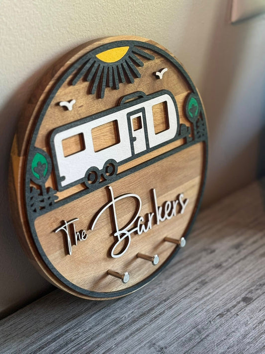 Family Name Camper Sign or Keyring Holder