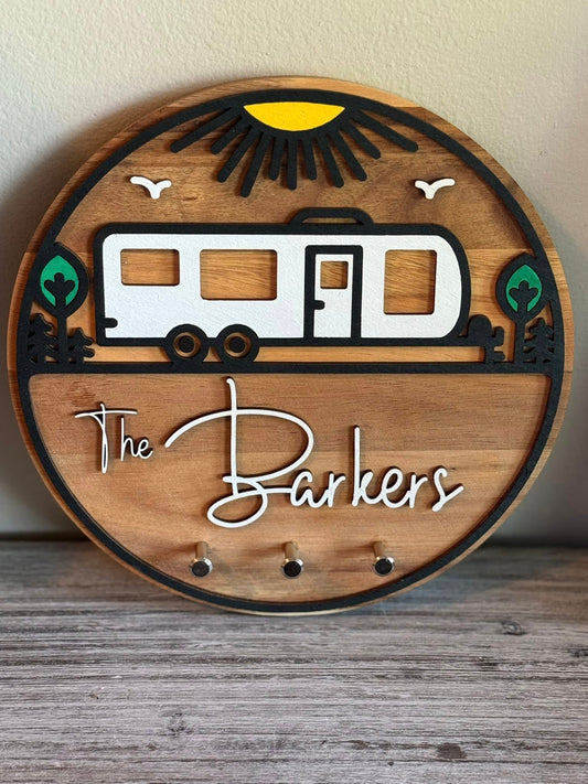Family Name Camper Sign or Keyring Holder