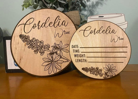 Custom Baby Name Sign & Birth Announcement Sign Set