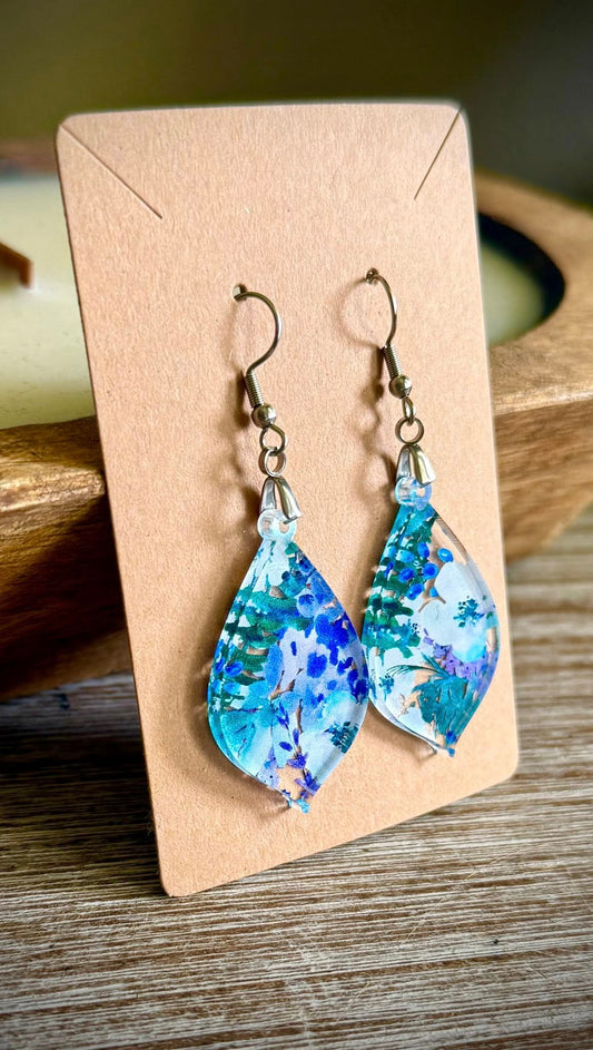 Acrylic Dangle Earrings - Floral