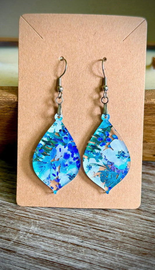 Acrylic Dangle Earrings - Floral