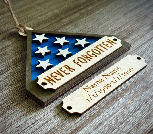 Military Flag Memorial Ornament or Car Charm