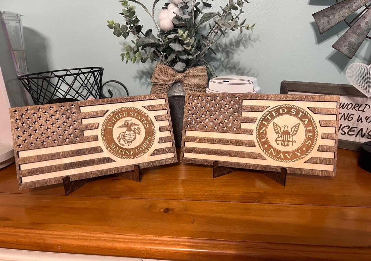 Custom Engraved Military Flag Plaques