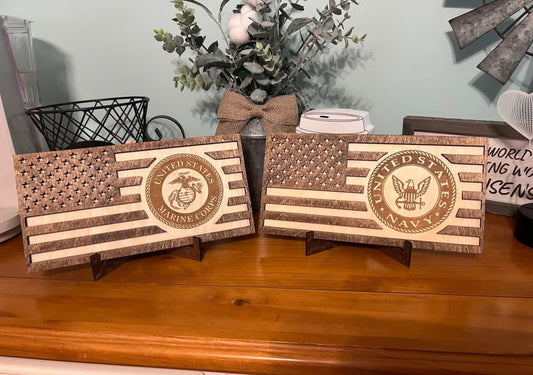 Custom Engraved Military Flag Plaques