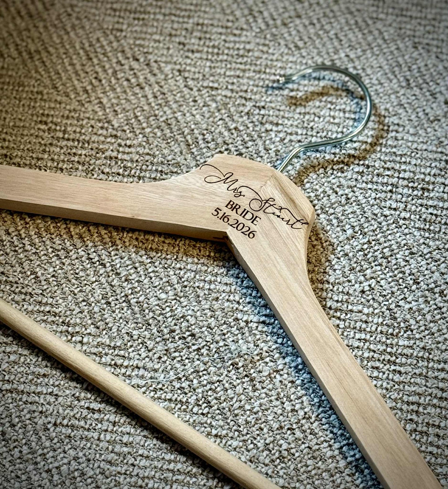 Custom Laser Engraved Wooden Hanger – Perfect for Weddings & Graduations