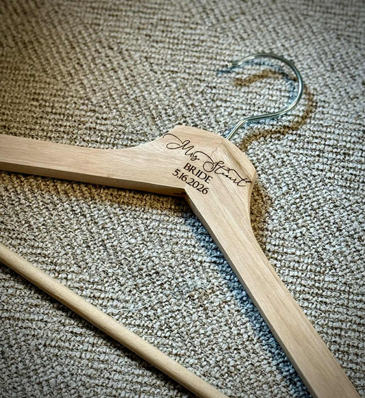 Custom Laser Engraved Wooden Hanger – Perfect for Weddings & Graduations