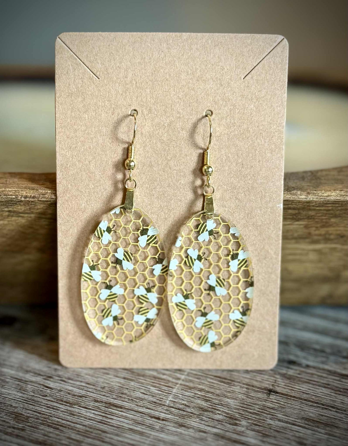 Acrylic Dangle Earrings - Bee Design