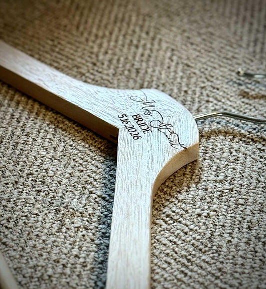 Custom Laser Engraved Wooden Hanger – Perfect for Weddings & Graduations
