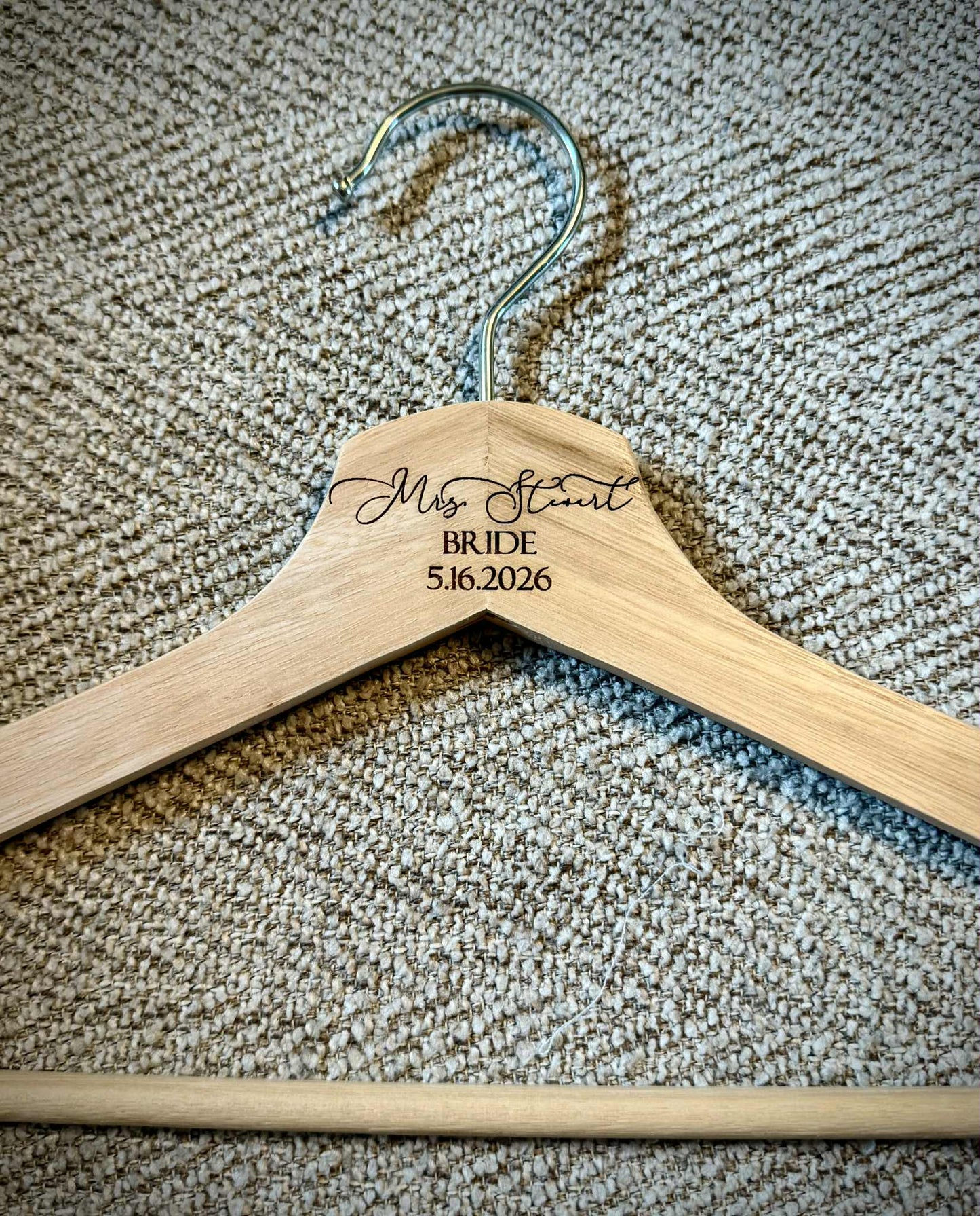 Custom Laser Engraved Wooden Hanger – Perfect for Weddings & Graduations