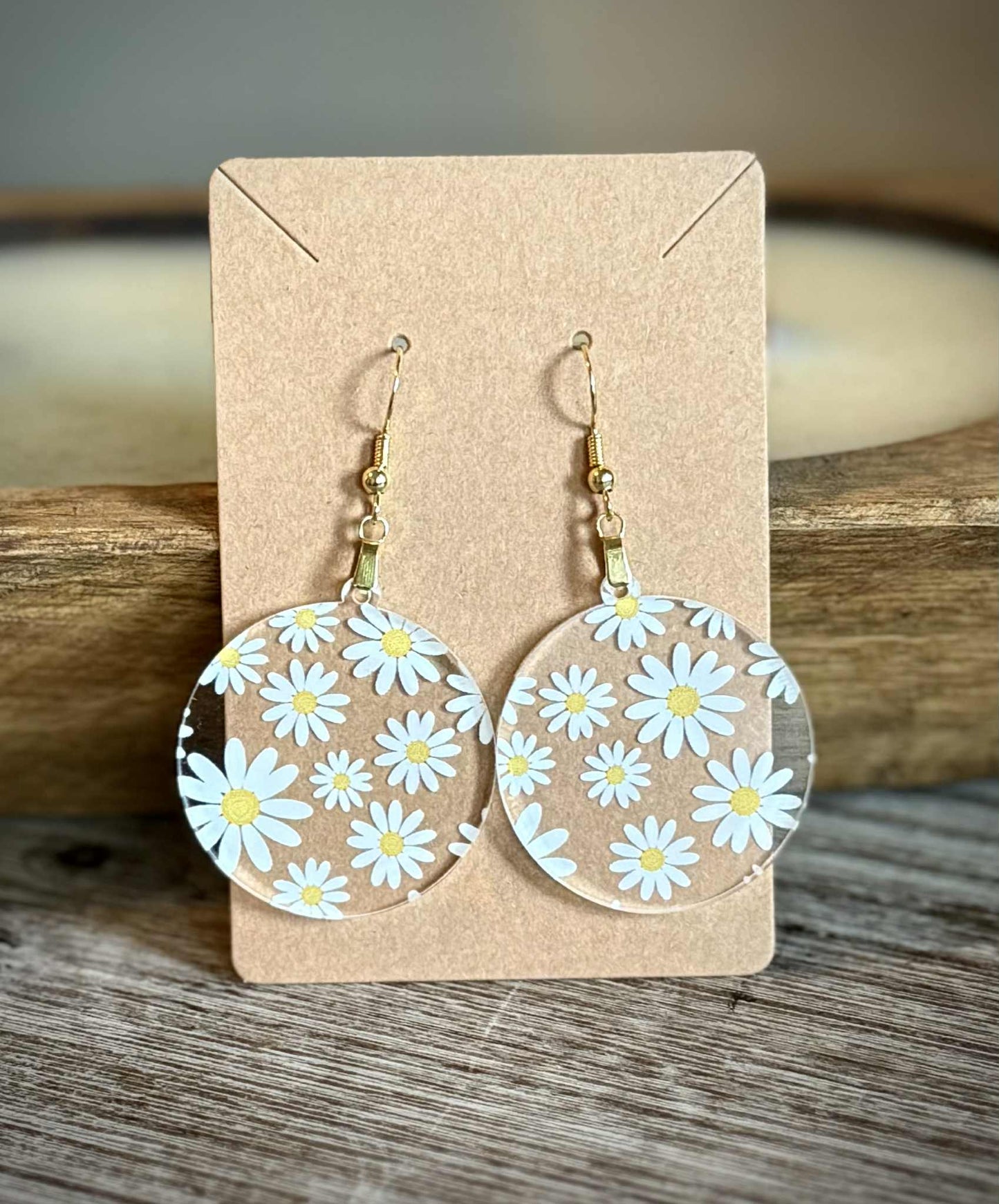 Acrylic Dangle Earrings - Daisy Design