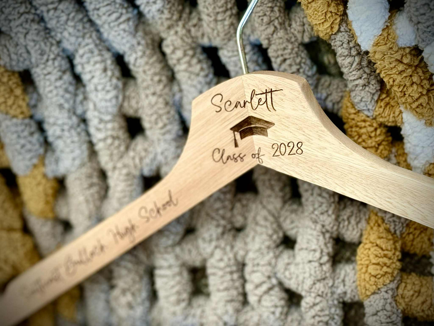 Custom Laser Engraved Wooden Hanger – Perfect for Weddings & Graduations